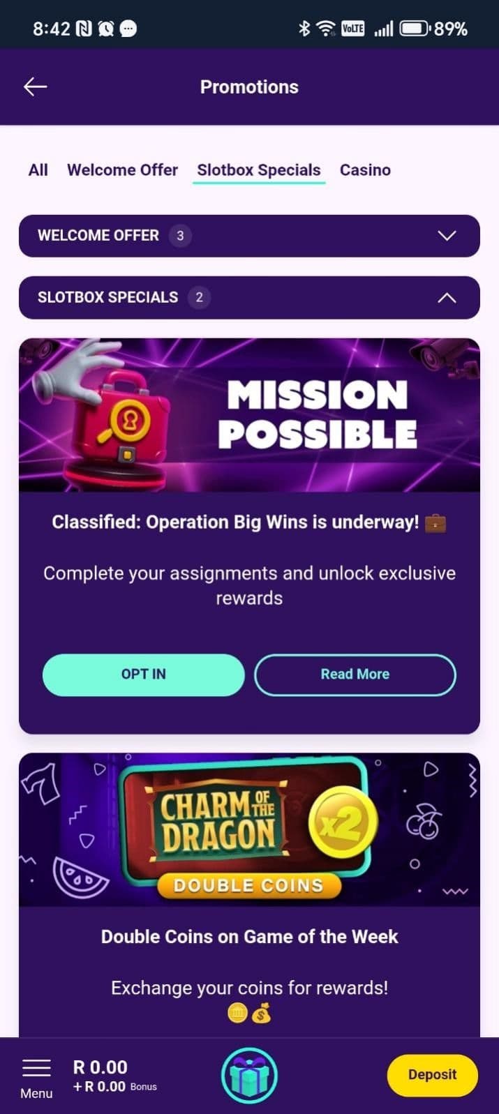 Promotions tab