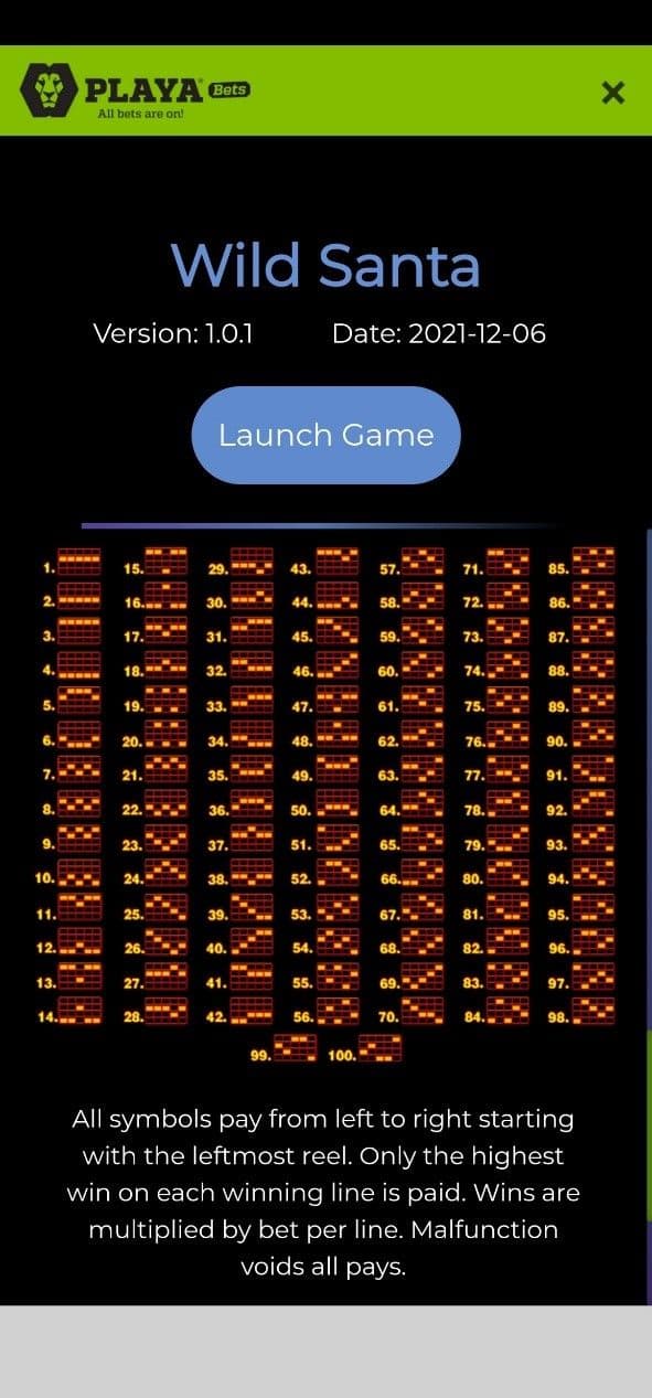 Reels, Rows, Paylines Wild santa.