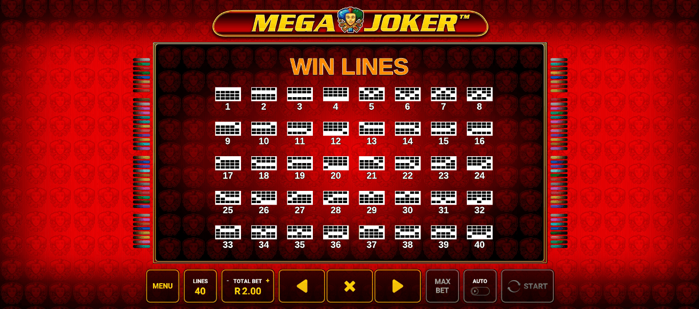 Reels, Rows, Paylines mega joker