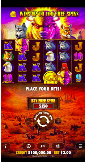 Reels, rows, and paylines buffalo king.png