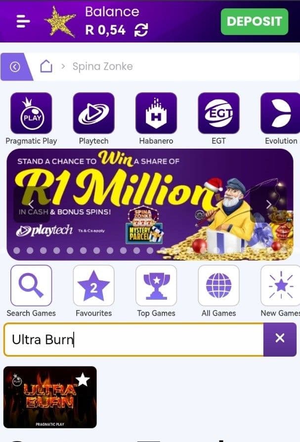 Search for Ultra Burn in the slot library