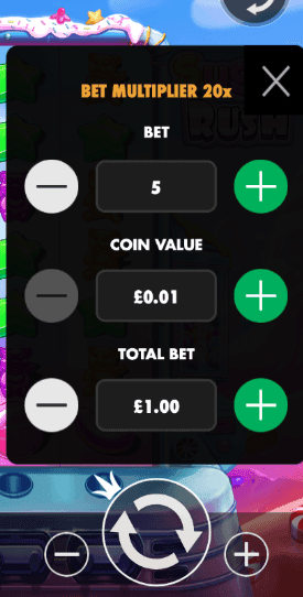 Select your bet size 
