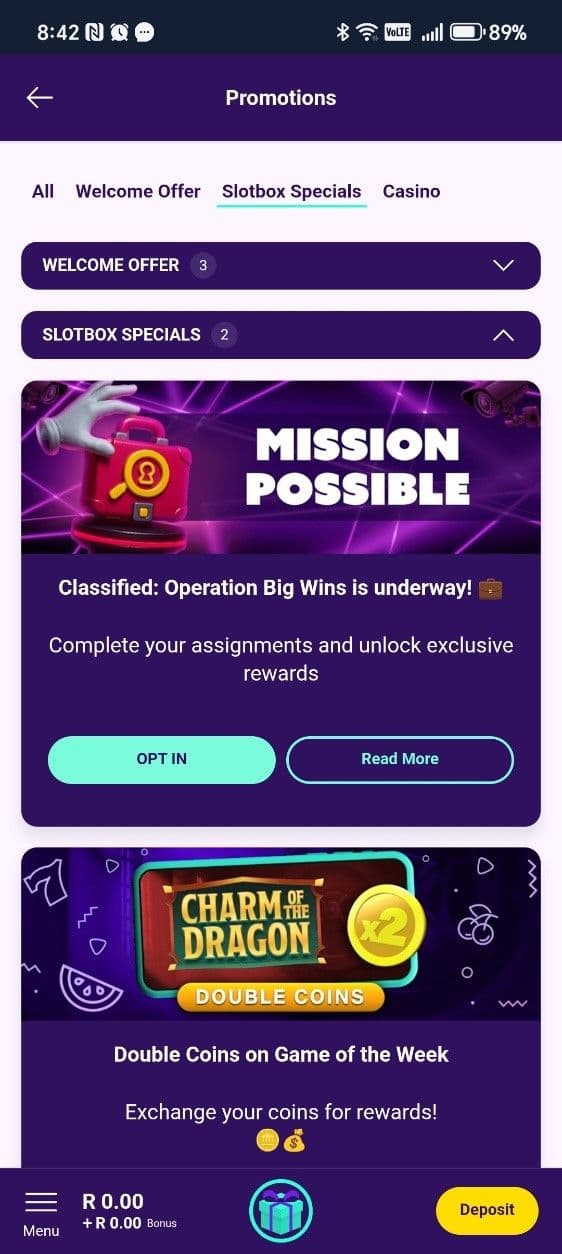 Slotbox Weekly Promotions 