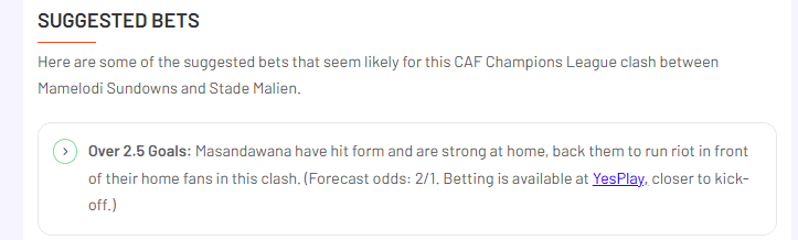 Suggested bets!