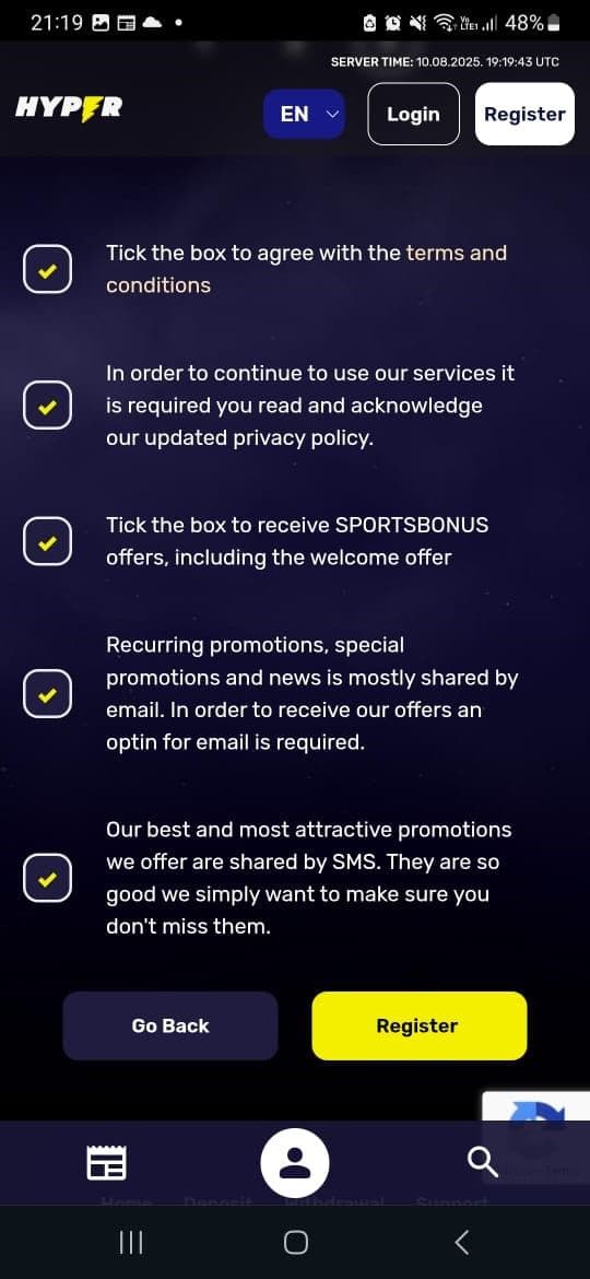 Tick the box to agree to the terms and conditions