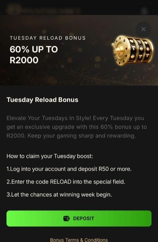Tuesday Reload Bonus