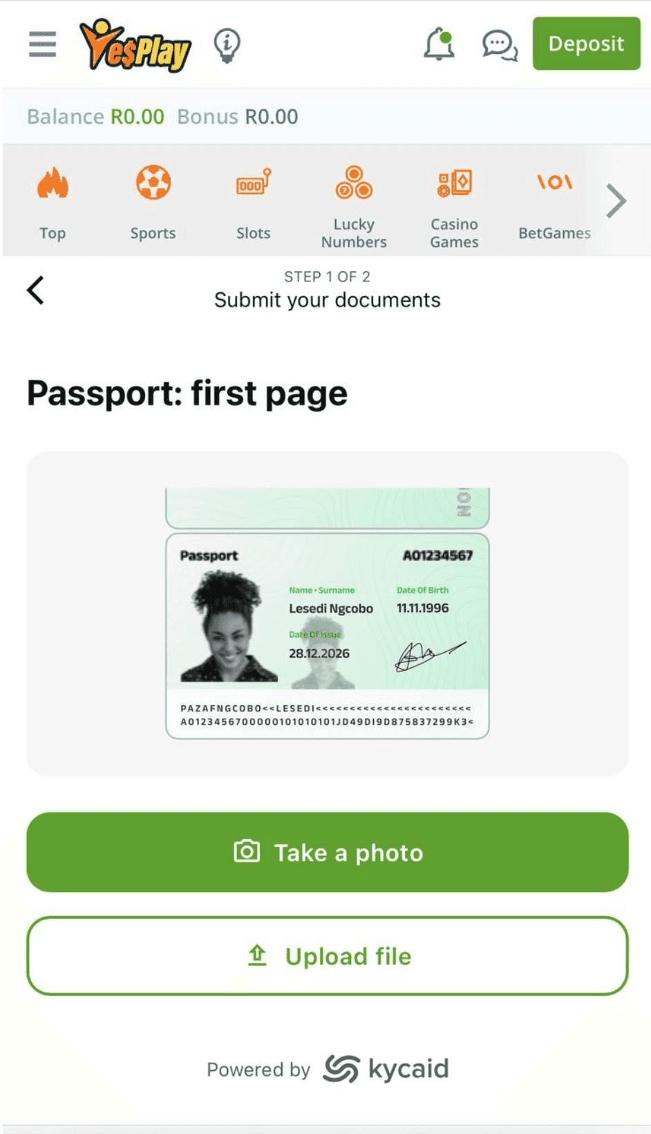 Upload a clear photo of the front and back of your ID 