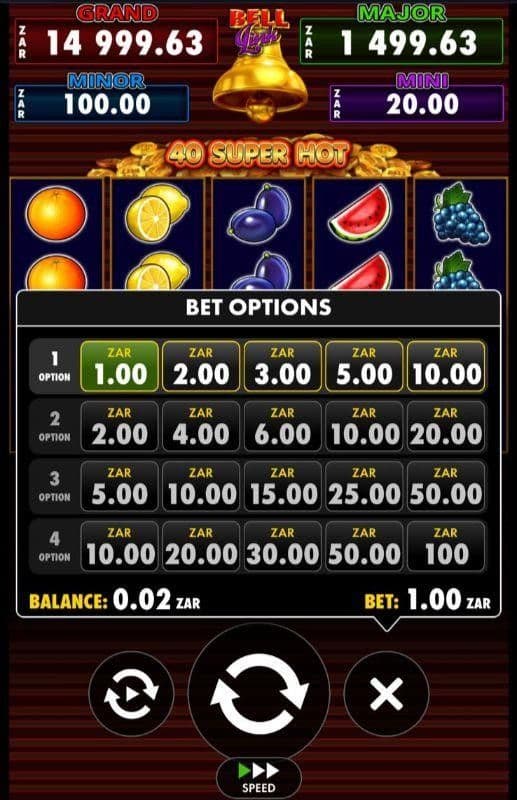 Use the quick-bet buttons to select your stake