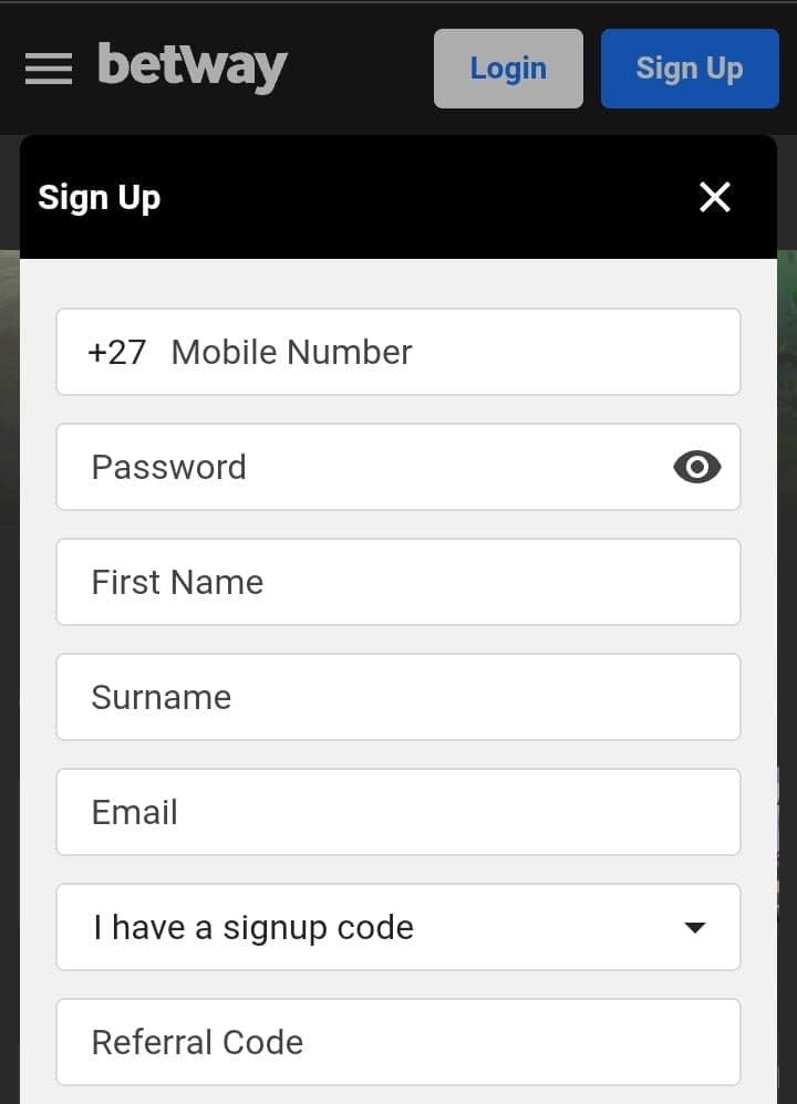 Visit the Betway website and sign up