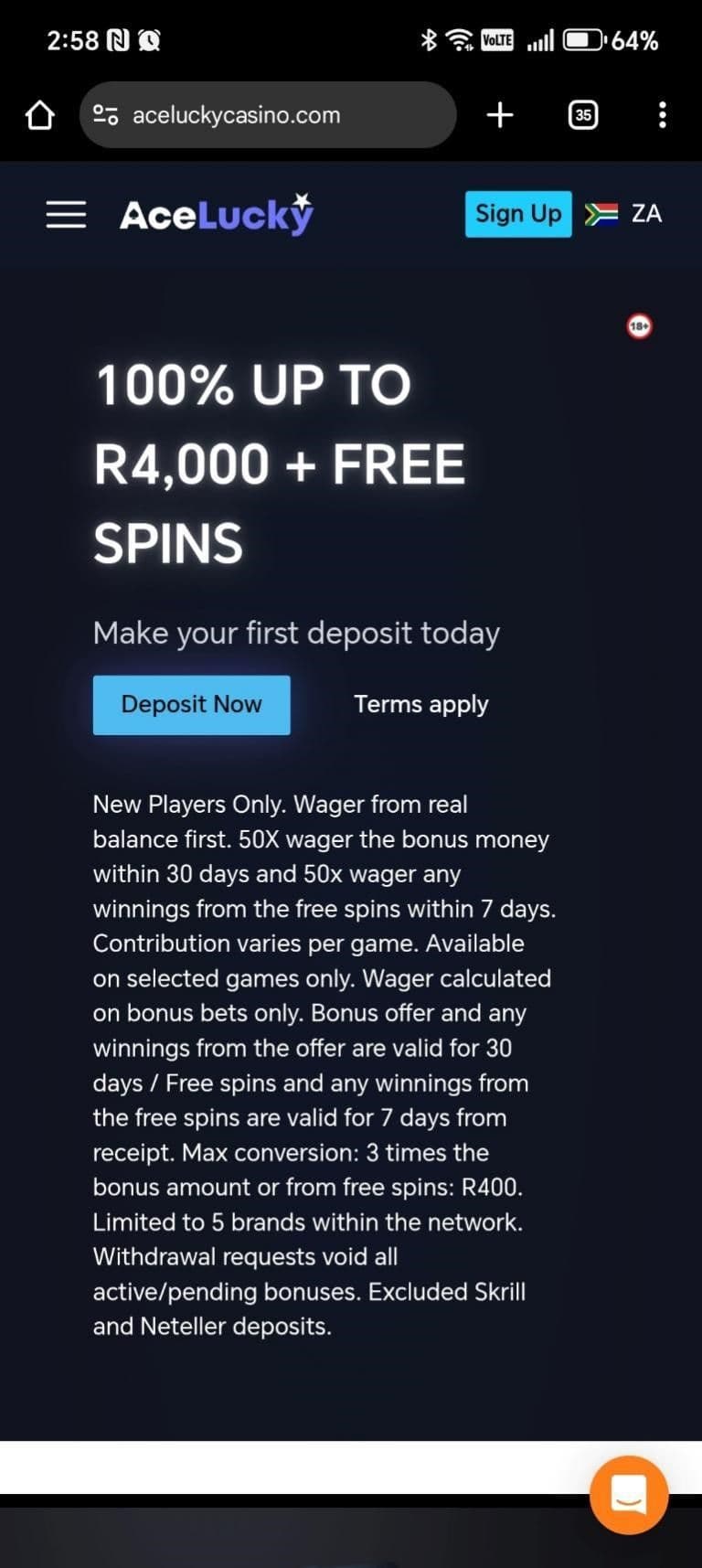 Visit the official Ace Lucky Casino Website