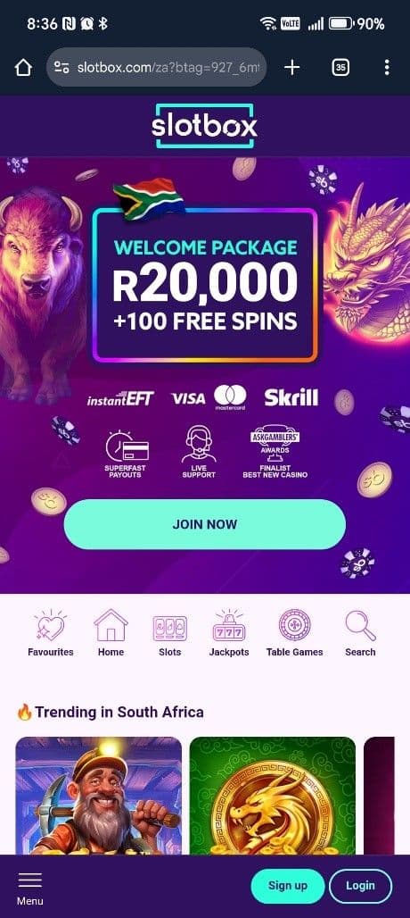 Visit the official Slotbox Casino website...