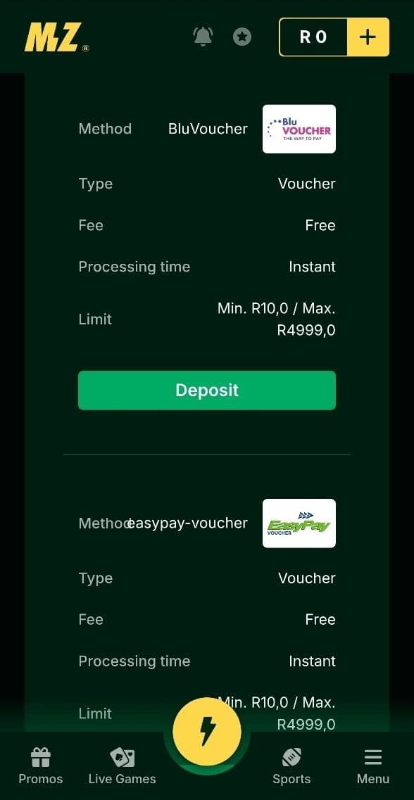 Vouchers Mzansibet