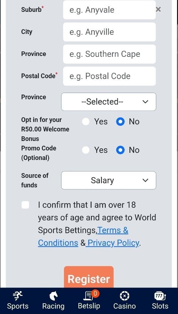 World Sports Betting Registration Guide
