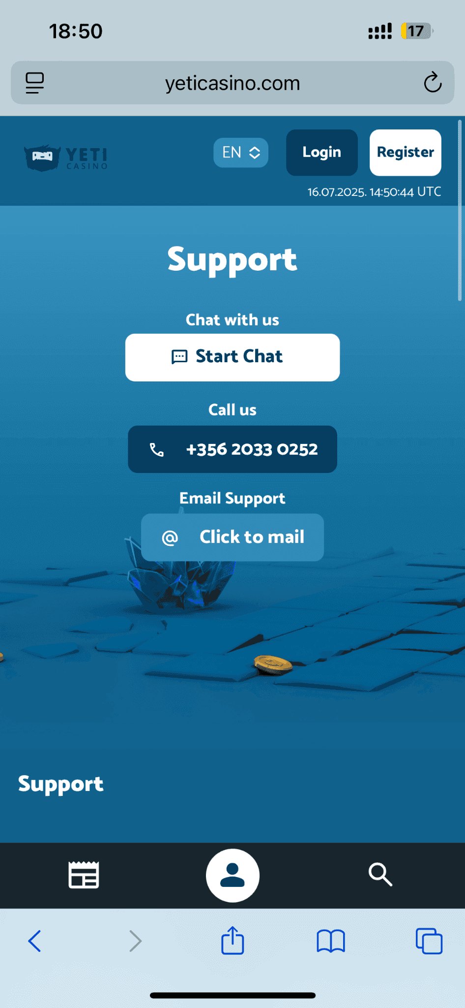 Yeti Casino Customer Support Channels