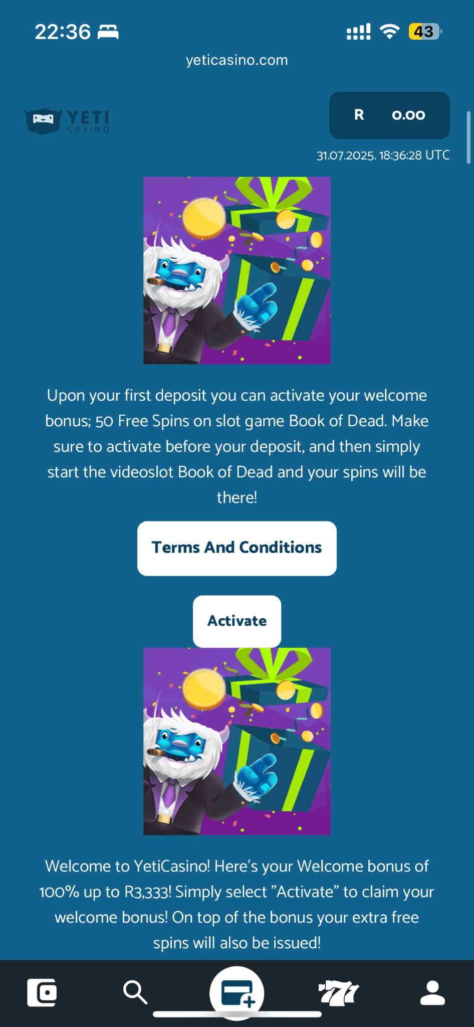 Yeti Casino Welcome Bonus 