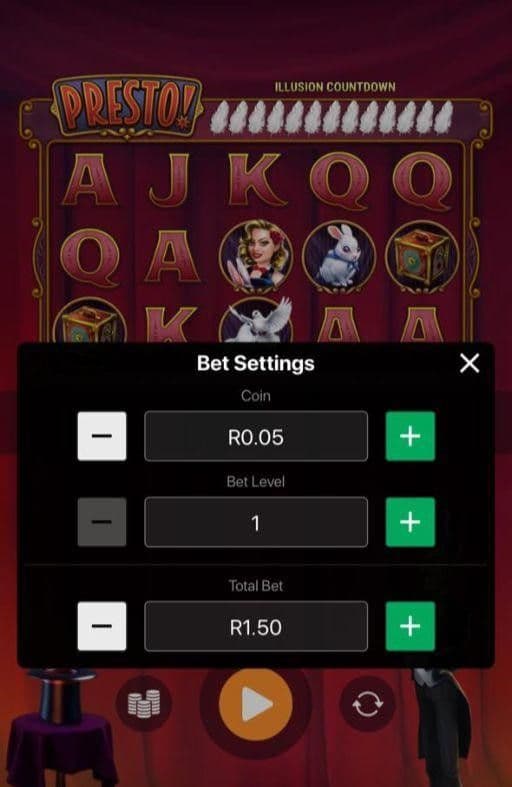 Adjust your total stake using buttons