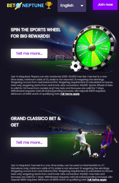 BetNeptune Spin the Sports Wheel