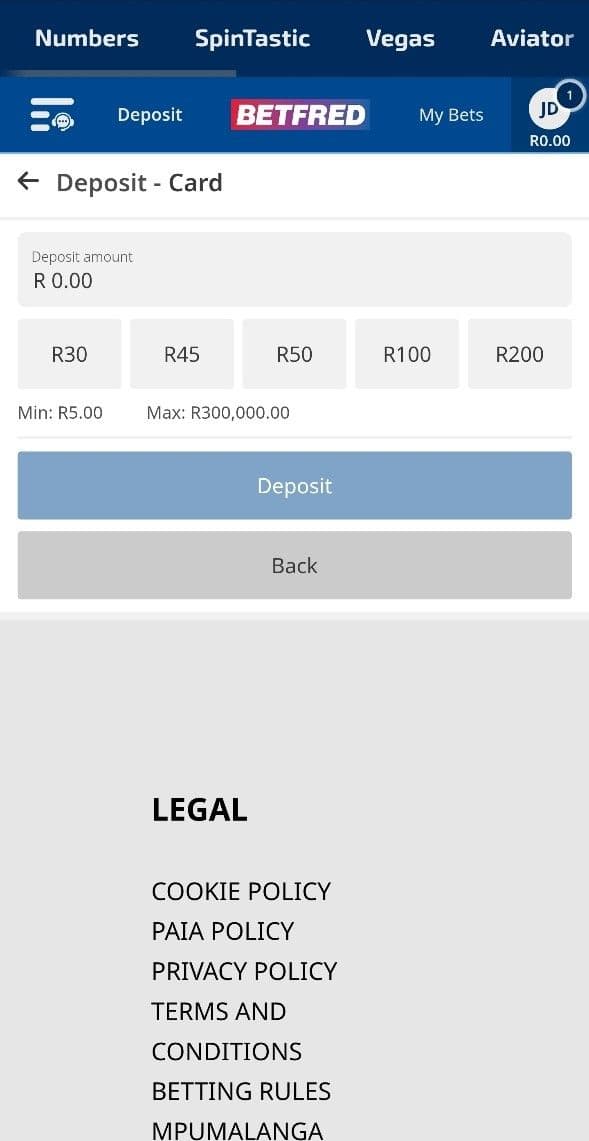 Betfred Deposit Limits