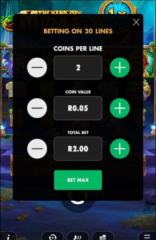 Betting Range hand of midas