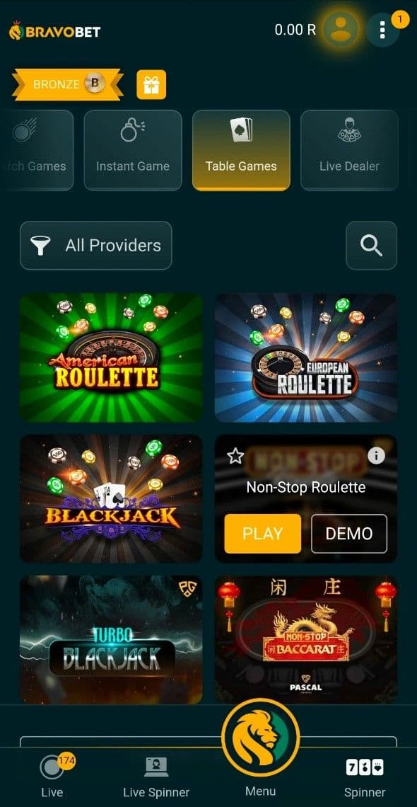 Bravobet Table Games