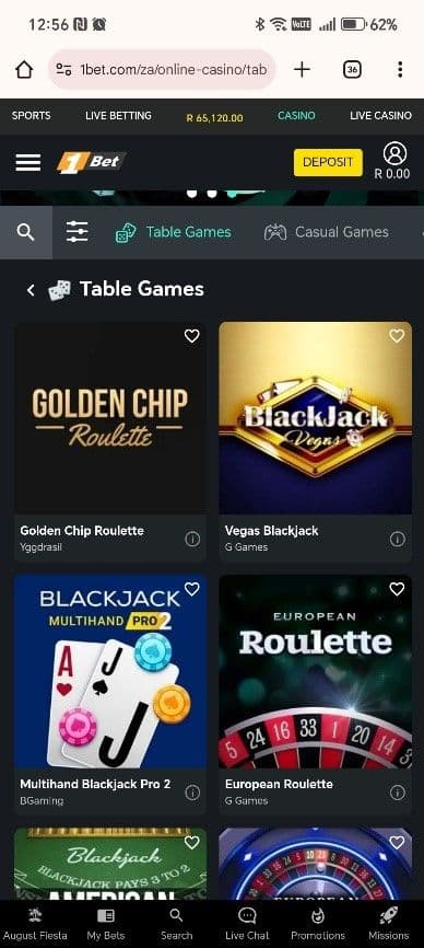 Casino Game Selection 1bet..