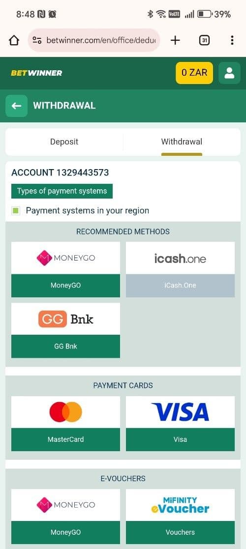 Choose “Withdraw Funds”