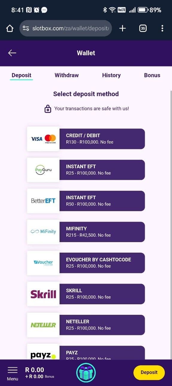 Choose a payment method.