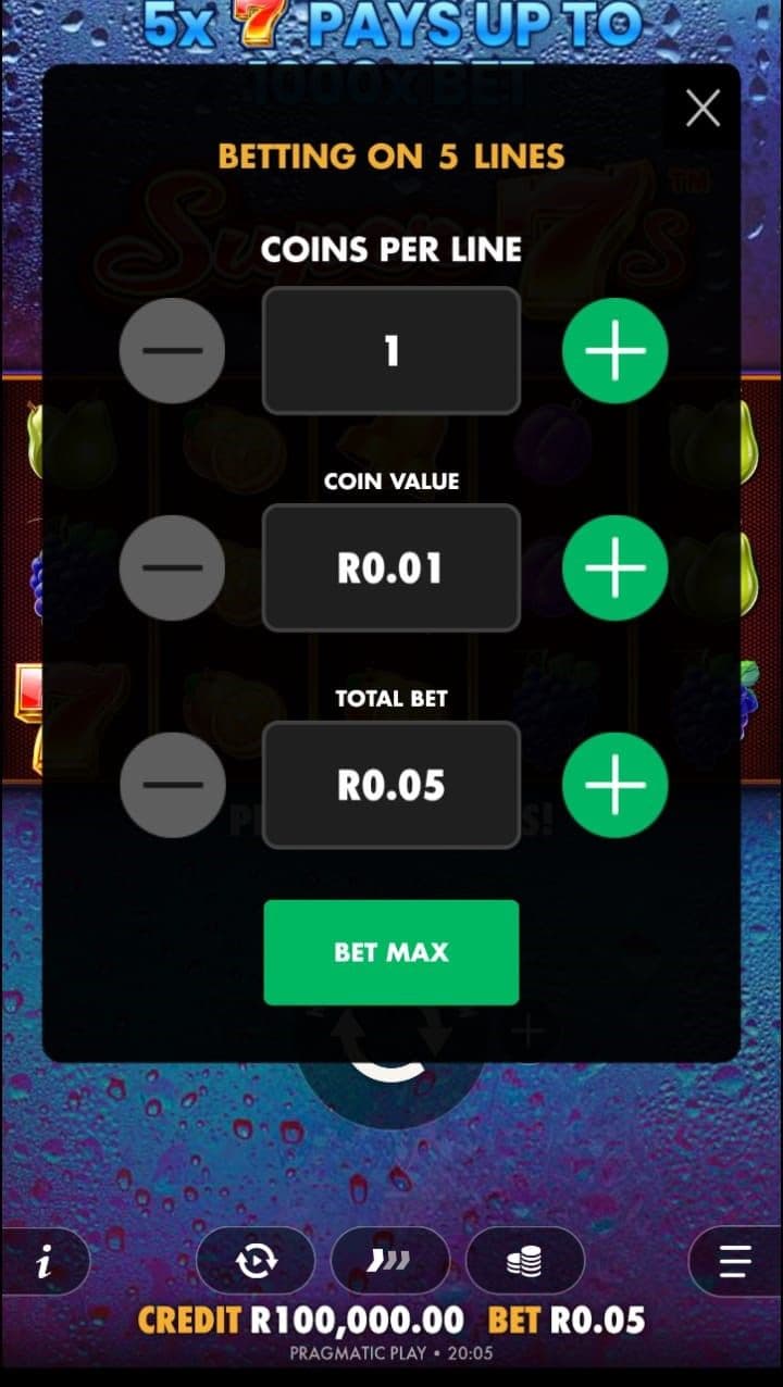 Choose your bet amount.