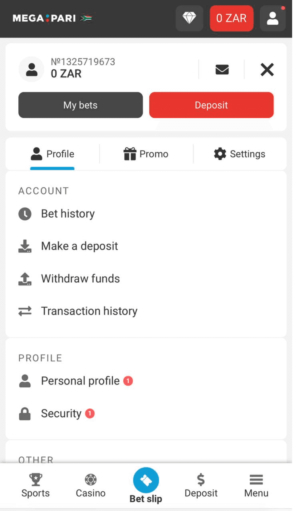 Click the MAKE A DEPOSIT button