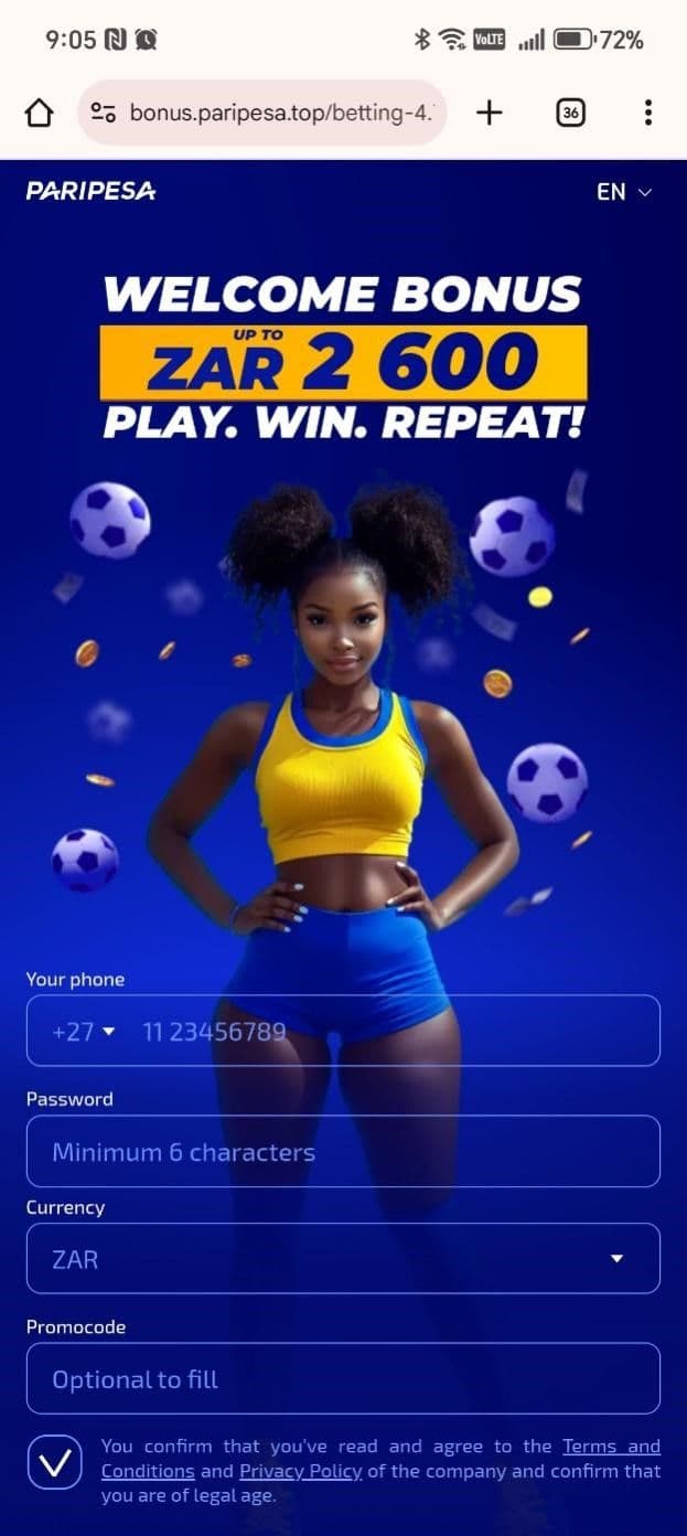 Complete the registration form by entering your personal details