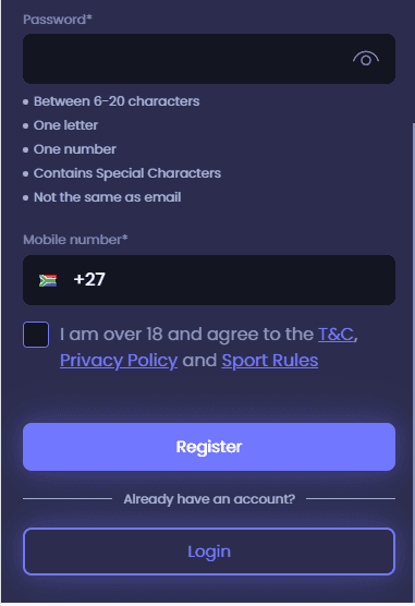 Confirm that you are 18+, and read the T&Cs,