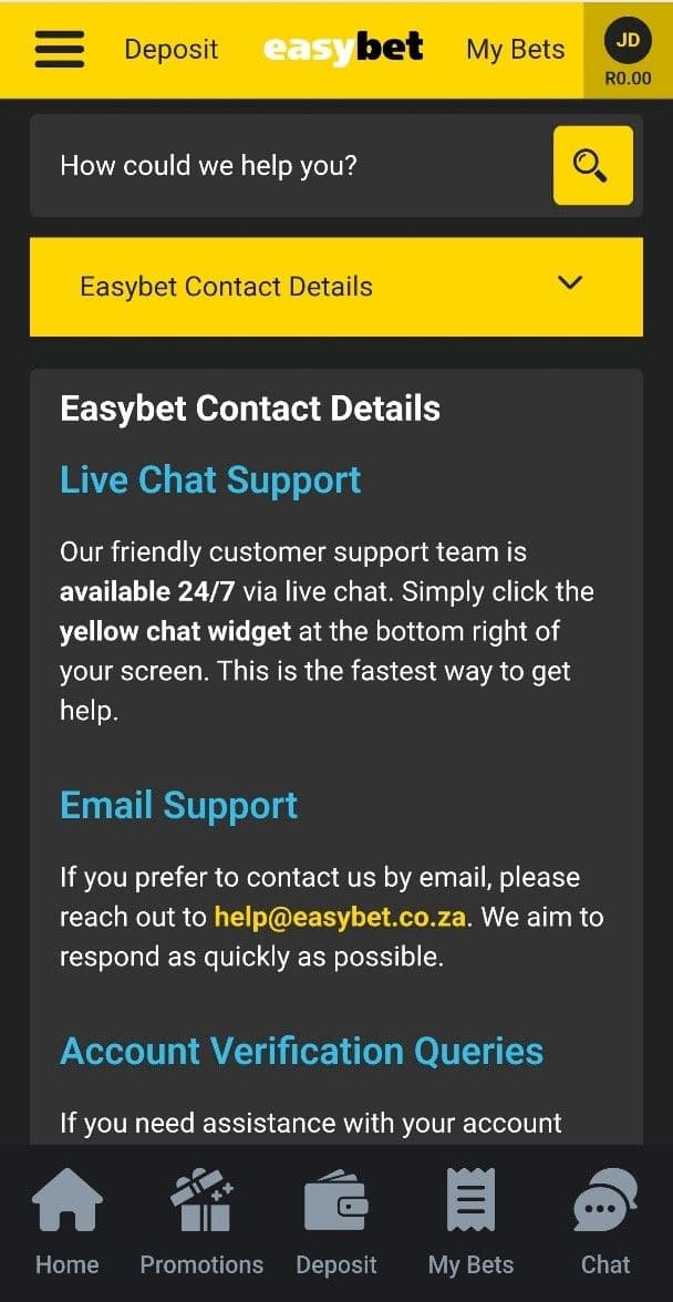 Contact Easybet Customer Support