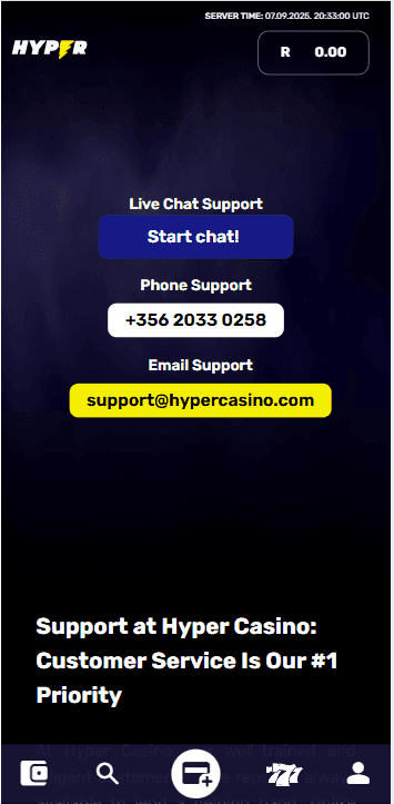 Contact Support hyper casino