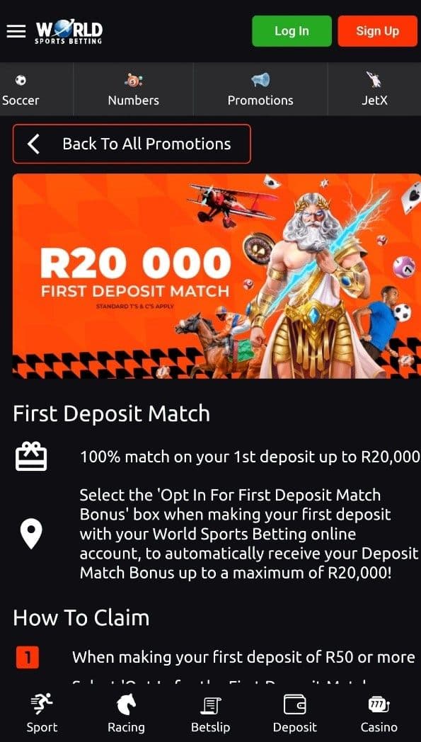 Create an account at your chosen online casino using a valid SA ID