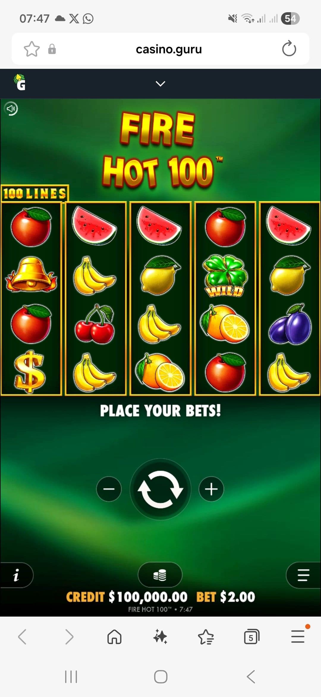 Deposit money and search for Fire Hot 100 Slot.