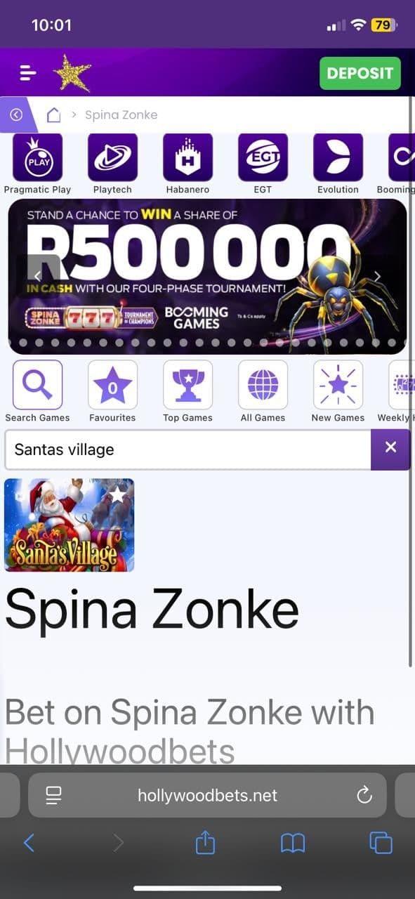 Deposit money and search for Santa’s Village Slot