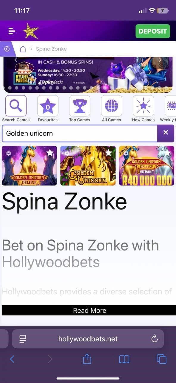 Deposit money and search for the Golden Unicorn slot game