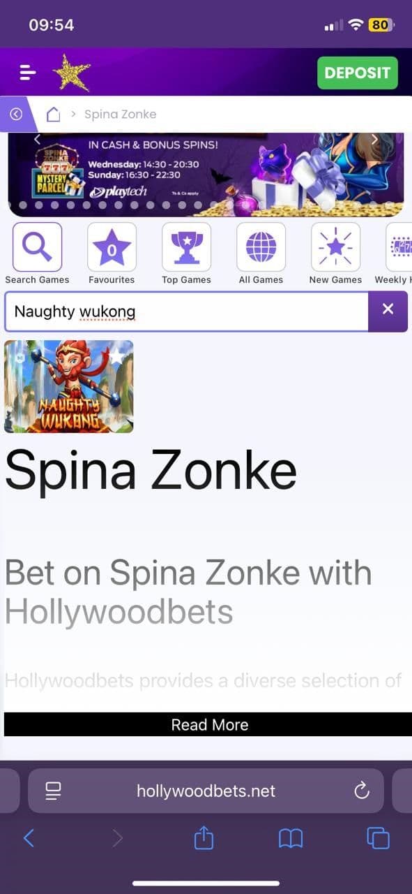 Deposit money and search for the game