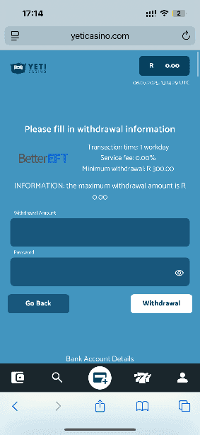 Enter the amount you want to withdraw