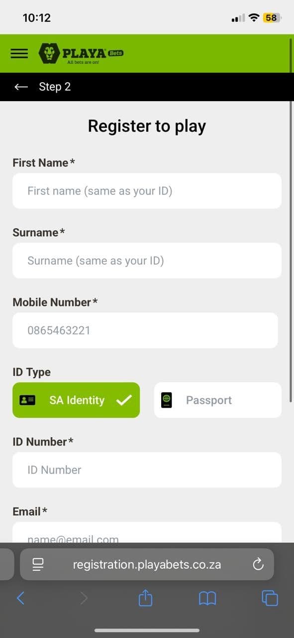 Fill in all your personal details and create an account