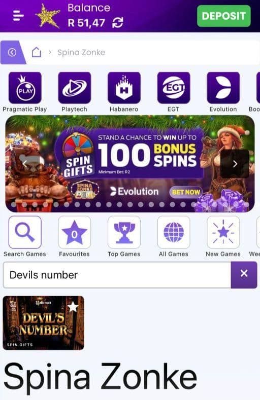 Find Devil’s Number in the casino’s Spina Zonke library