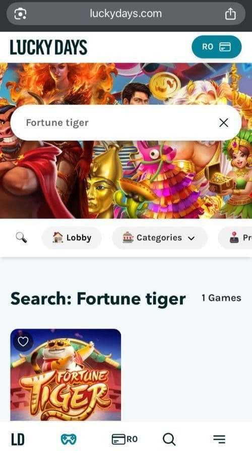 Find Fortune Tiger in the slot lobby