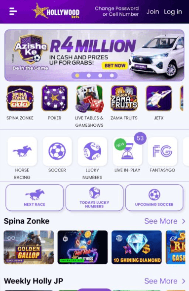 Find a reputable SA casino like Hollywoodbets and click “Join”