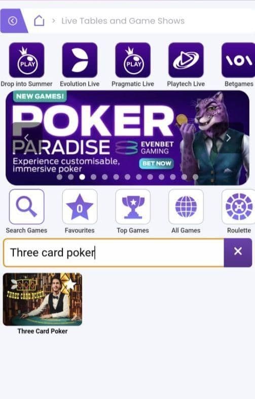 Find the casino’s Live DealerCasino lobby