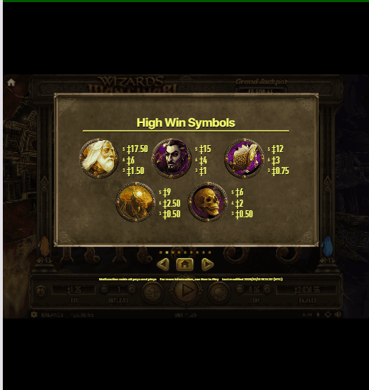 Game Symbols and Payouts wizard want war!