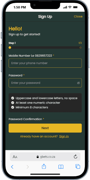 Gbets Mobile App Registration Guide