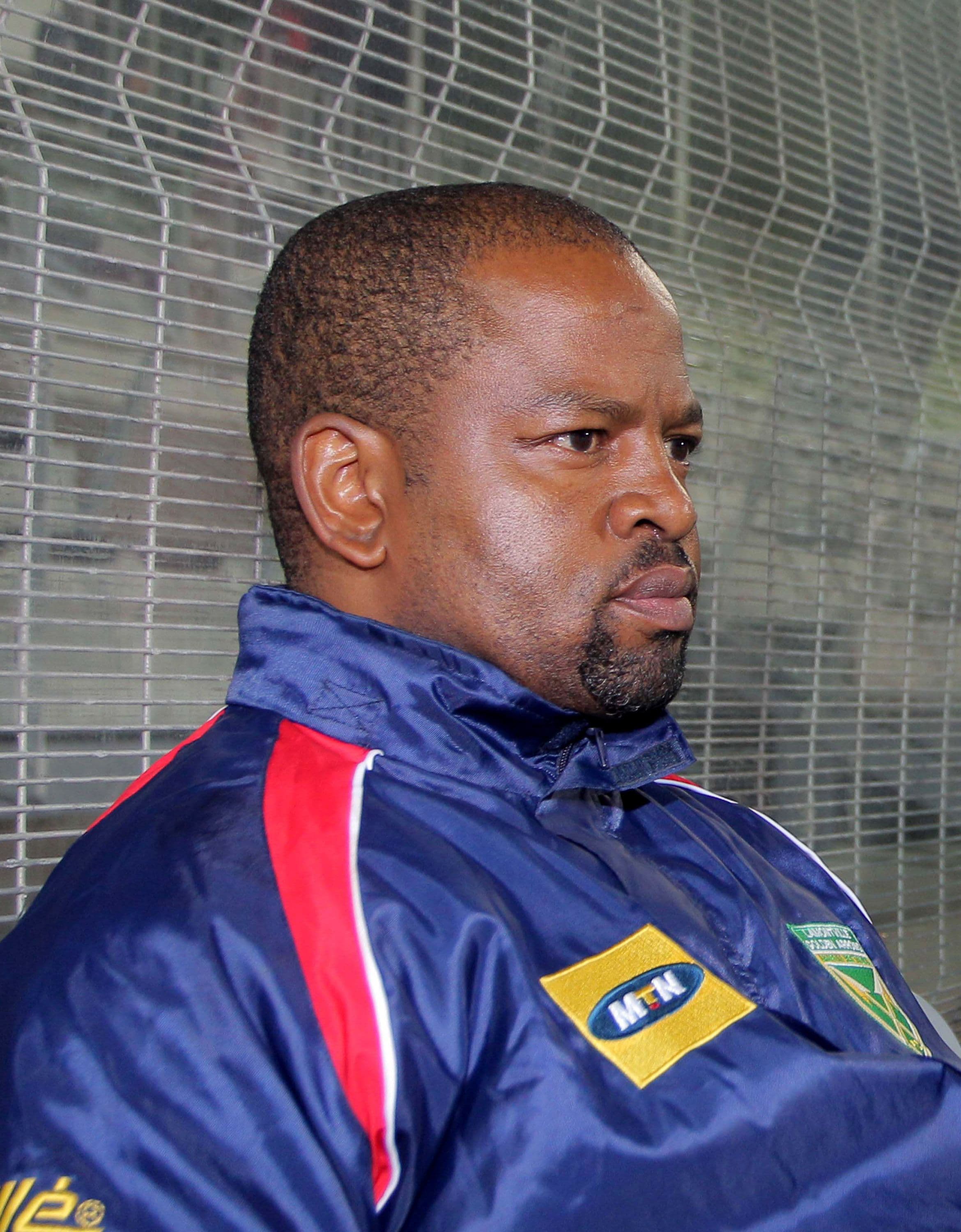 Golden Arrows head coach Manqoba Mngqithi looks on during the Absa Premiership match