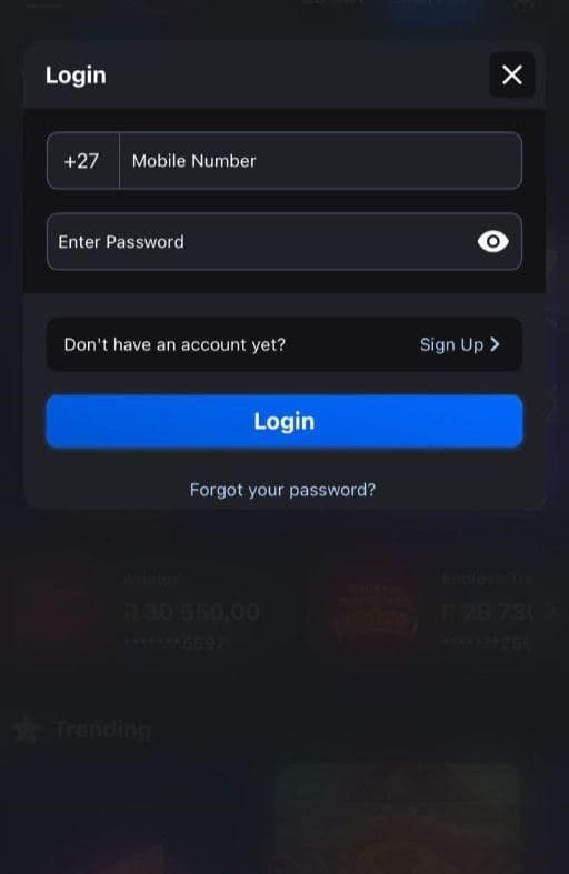 Log in using the account details you just created and start betting