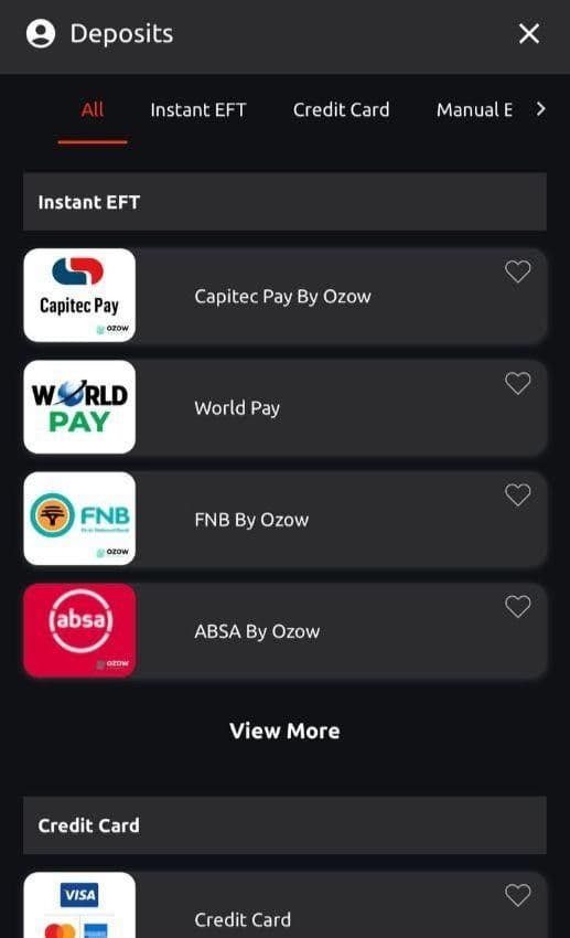 Make your first deposit using a familiar payment method