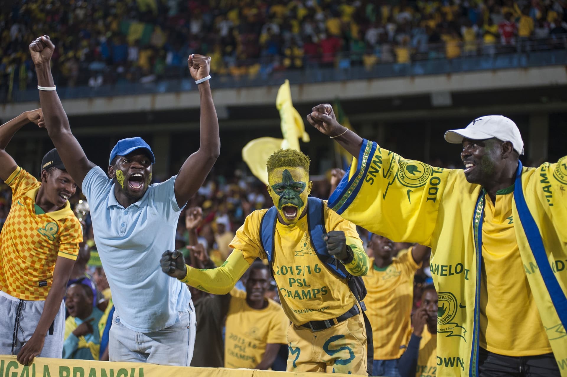 Mamelodi Sundowns fans celebrate their team's victory